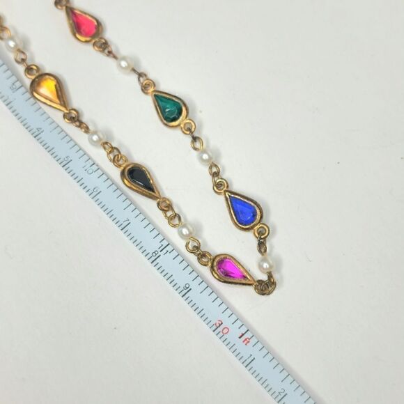 Vintage Gold Bezel set Gold crystal Demi Parure earrings necklace Set - Picture 10 of 15